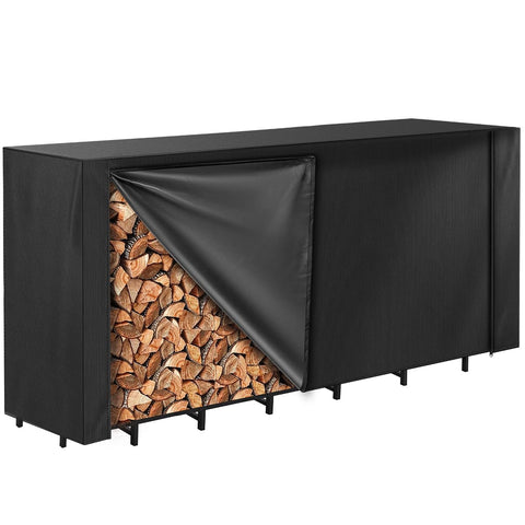Vailge firewood rack cover front zipper enables easy wood access in wet weather.