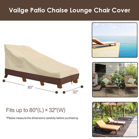 Vailge heavy-duty 600D Oxford fabric chaise cover guards against dirt and weather