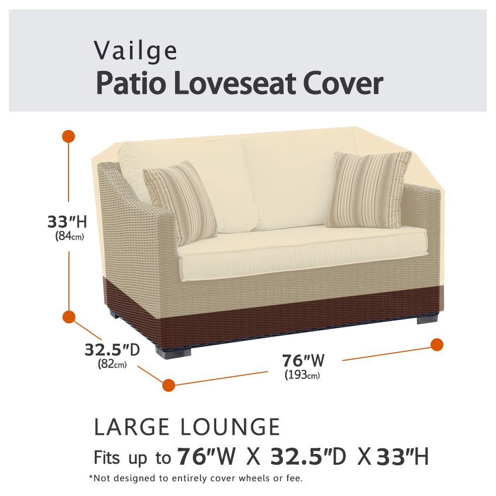 Vailge heavy-duty patio bench cover side view for rugged protection.