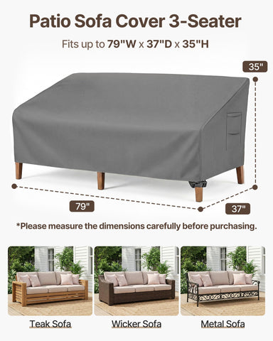 Vailge heavy-duty patio sofa cover side view protecting against wind and rain