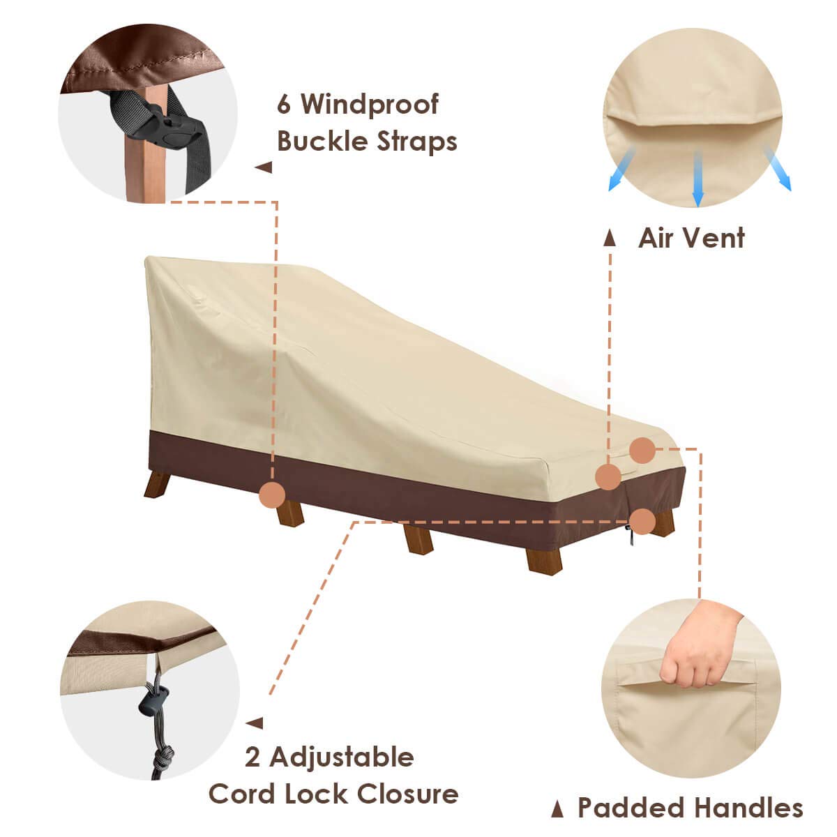 Vailge hem cord closure and straps ensure secure fit in wind.