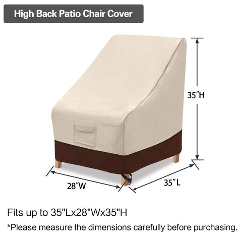 Vailge high-back chair cover beige elastic hem cord close-up shows secure windproof fit.