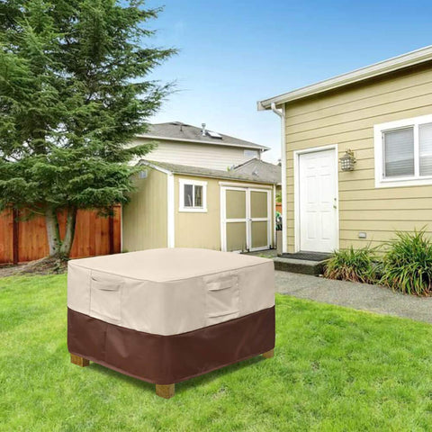 Vailge medium cover on ottoman demonstrates proper fit and coverage.