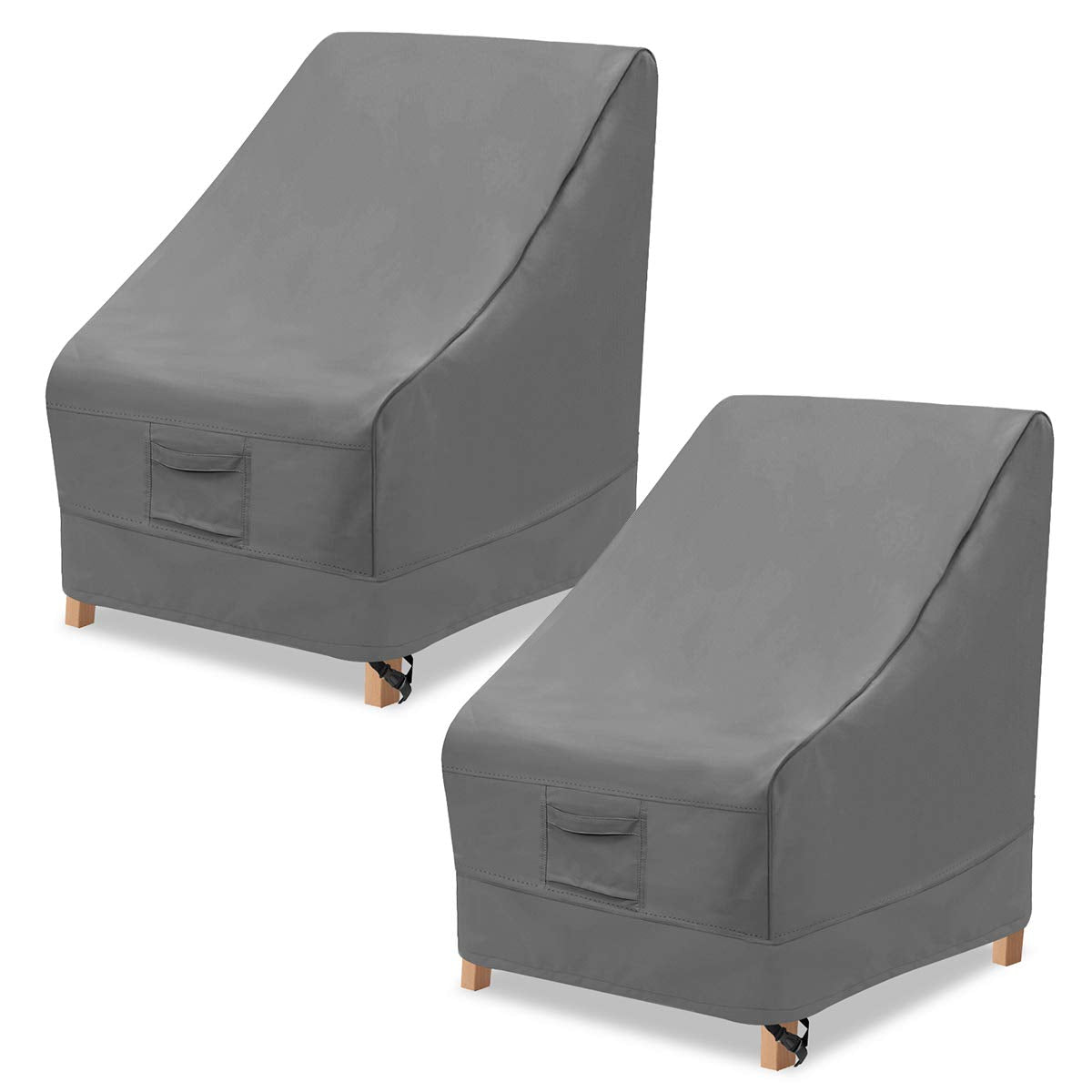 Vailge outdoor high back chair cover in grey protects a 35in chair from rain and dust.