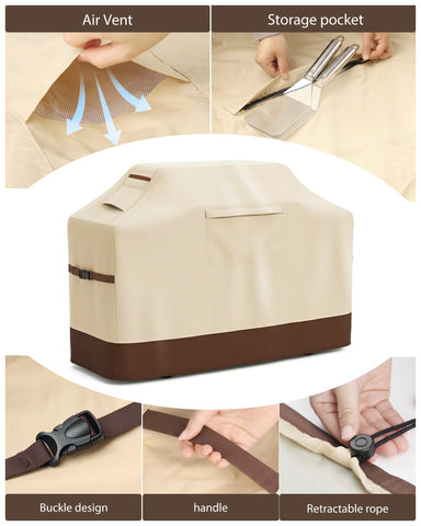 Vailge grill cover bottom straps secure the cover on windy days