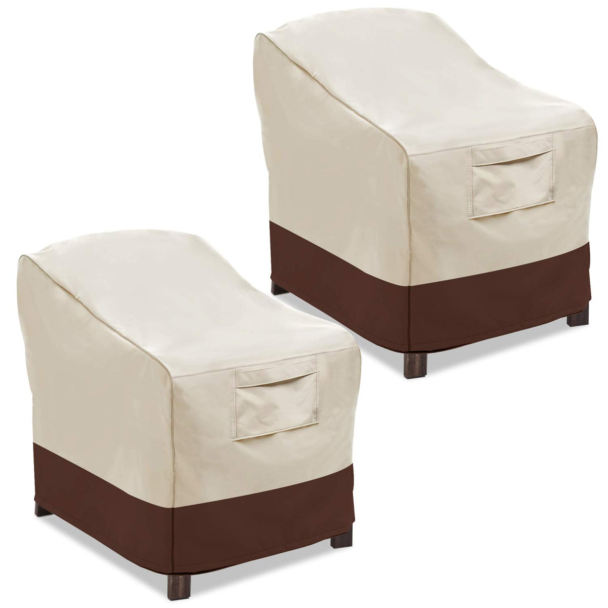 Vailge beige large patio chair cover front view for sun protection