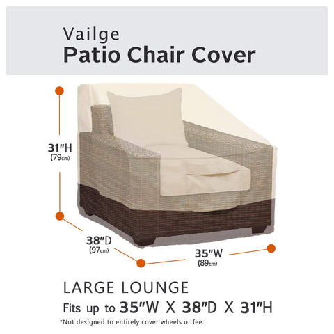 Vailge beige large chair cover side view showing secure fit