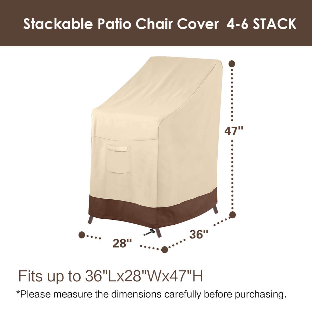 Vailge patio chair cover fits 4-6 stackable chairs for secure use.