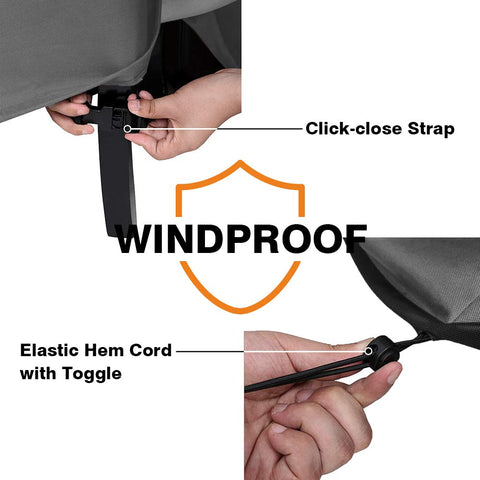 Vailge belted hem with click‑close straps on a deep‑seat cover