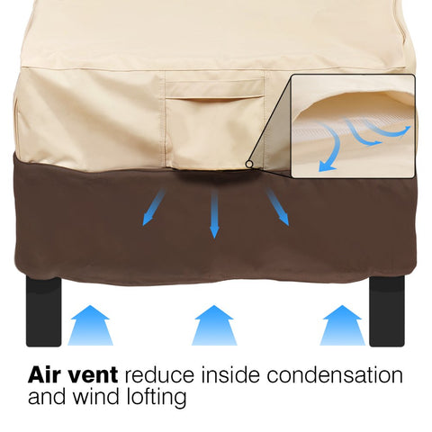 Vailge brown outdoor cover in windy yard with secure fit