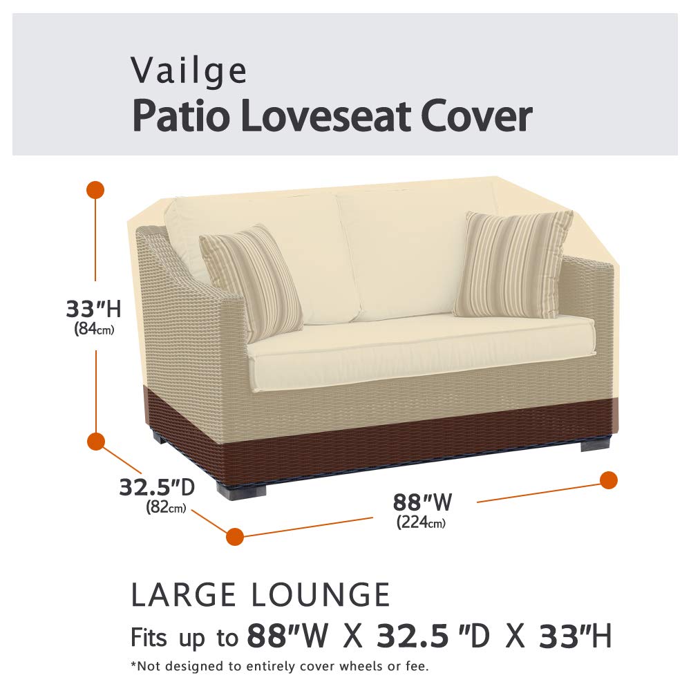 Vailge patio sofa cover with adjustable cord lock for windy conditions