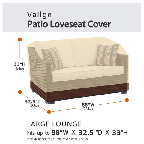 Vailge patio sofa cover with adjustable cord lock for windy conditions