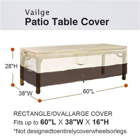 Vailge table cover with waterproof coating shields furniture from rain and spills