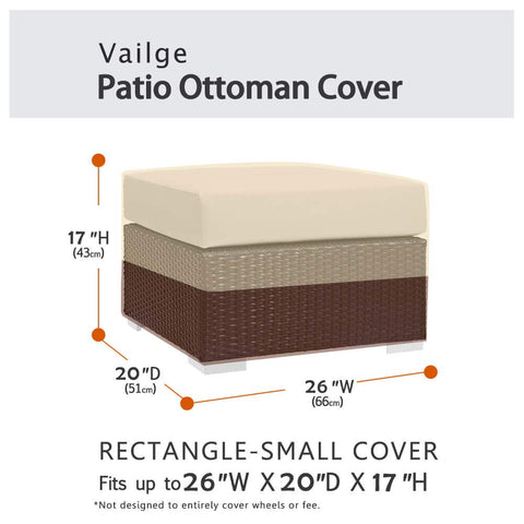 Vailge ottoman cover side view highlights padded handles for easy removal.