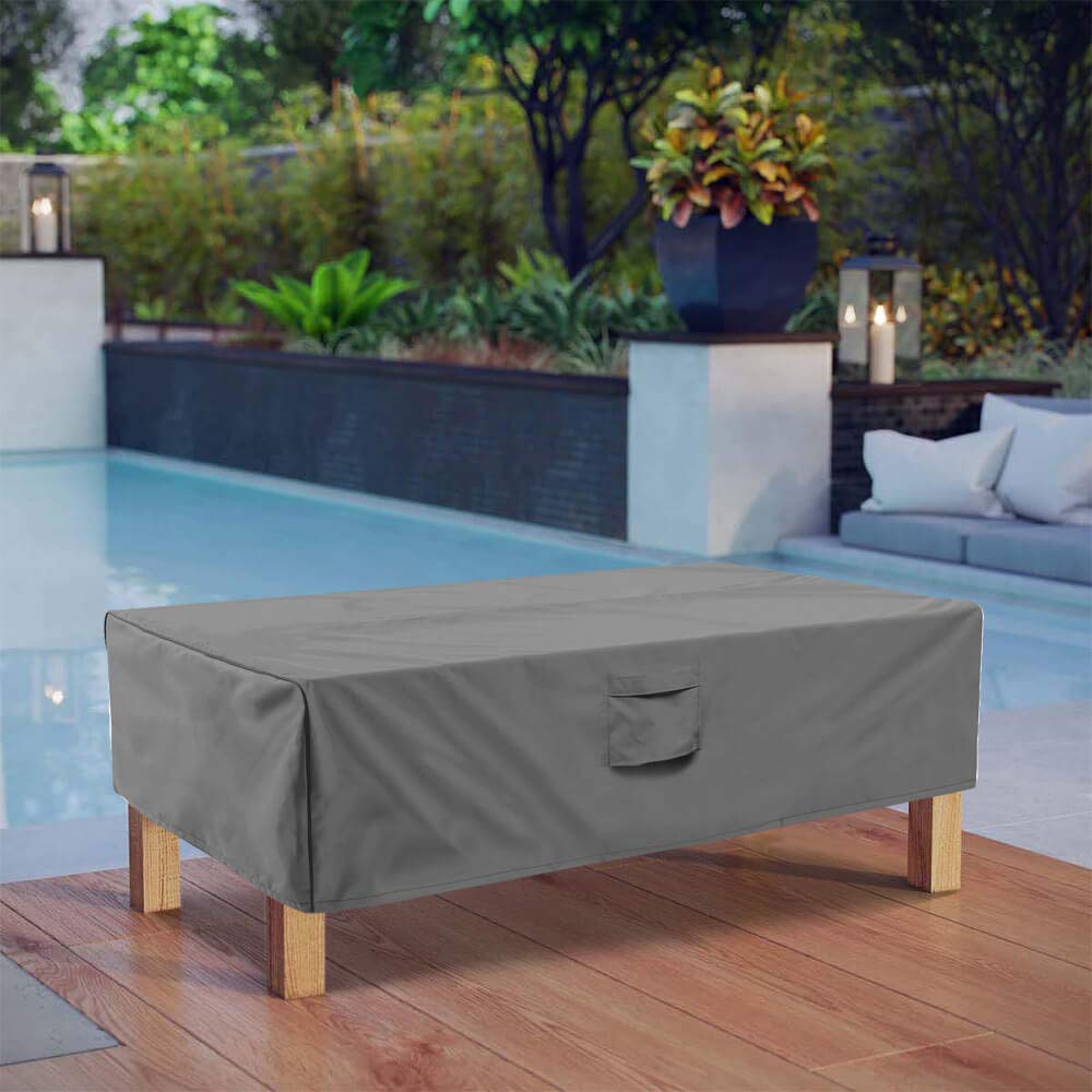 Vailge grey rectangular cover complements outdoor spaces while protecting furniture
