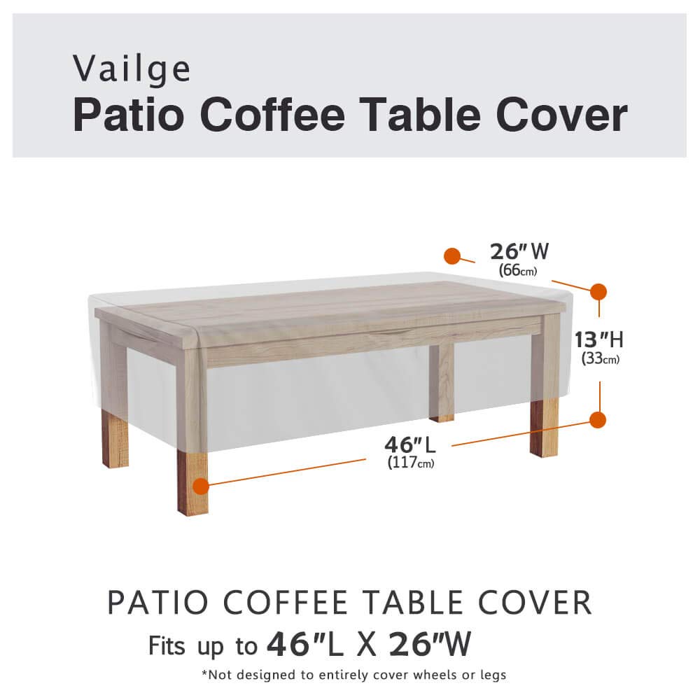 Vailge coffee table cover with padded handles for easy removal in windy weather
