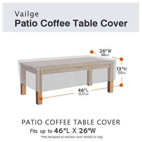 Vailge coffee table cover with padded handles for easy removal in windy weather