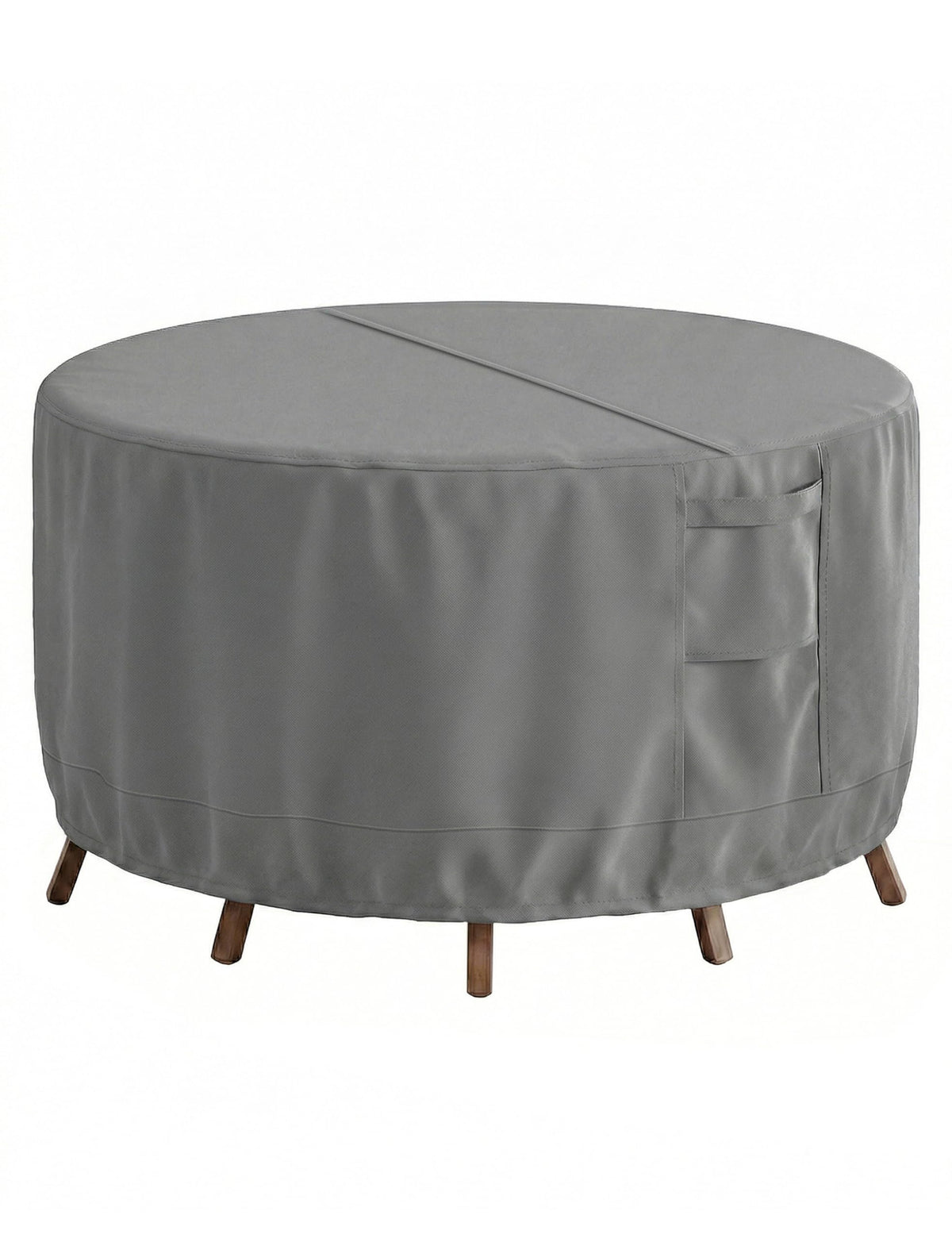 Vailge round patio cover showing waterproof fabric that keeps furniture dry during rain