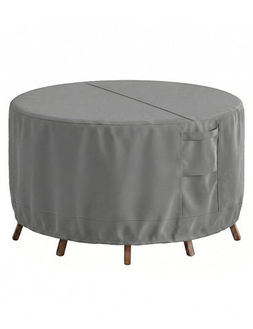 Vailge round patio cover showing waterproof fabric that keeps furniture dry during rain