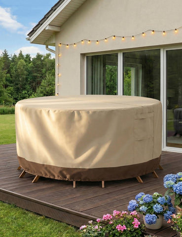 Vailge round patio cover includes air vents to reduce condensation
