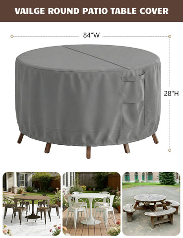 Vailge round patio cover UV resistant preserves color and fabric