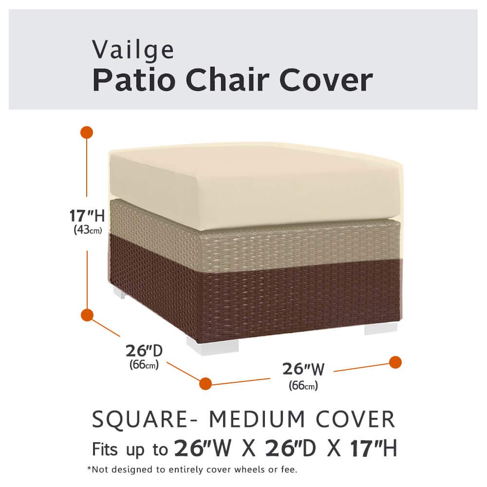 Vailge square ottoman cover brown closeup guards against dust and weather.