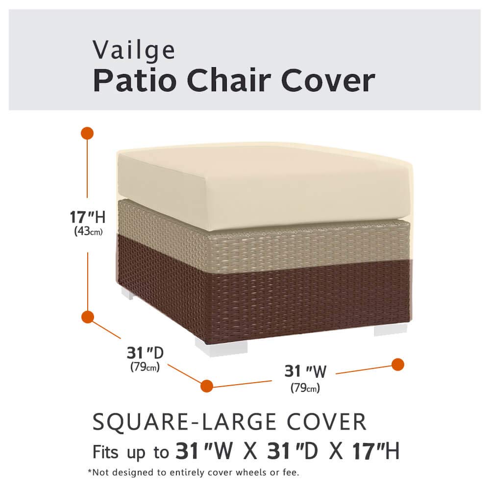 Vailge square ottoman cover in brown guards against moisture and grime.