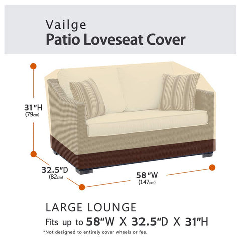 Vailge 2-Seater Loveseat Cover side view; secure fit for windy days.