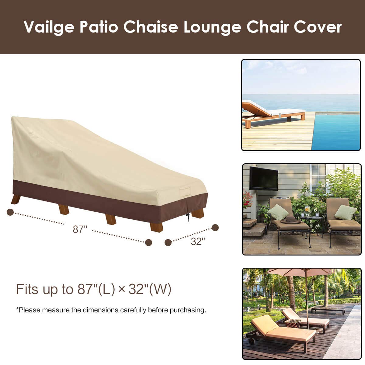 Vailge UV-resistant cover extends chair life on sunny patios.