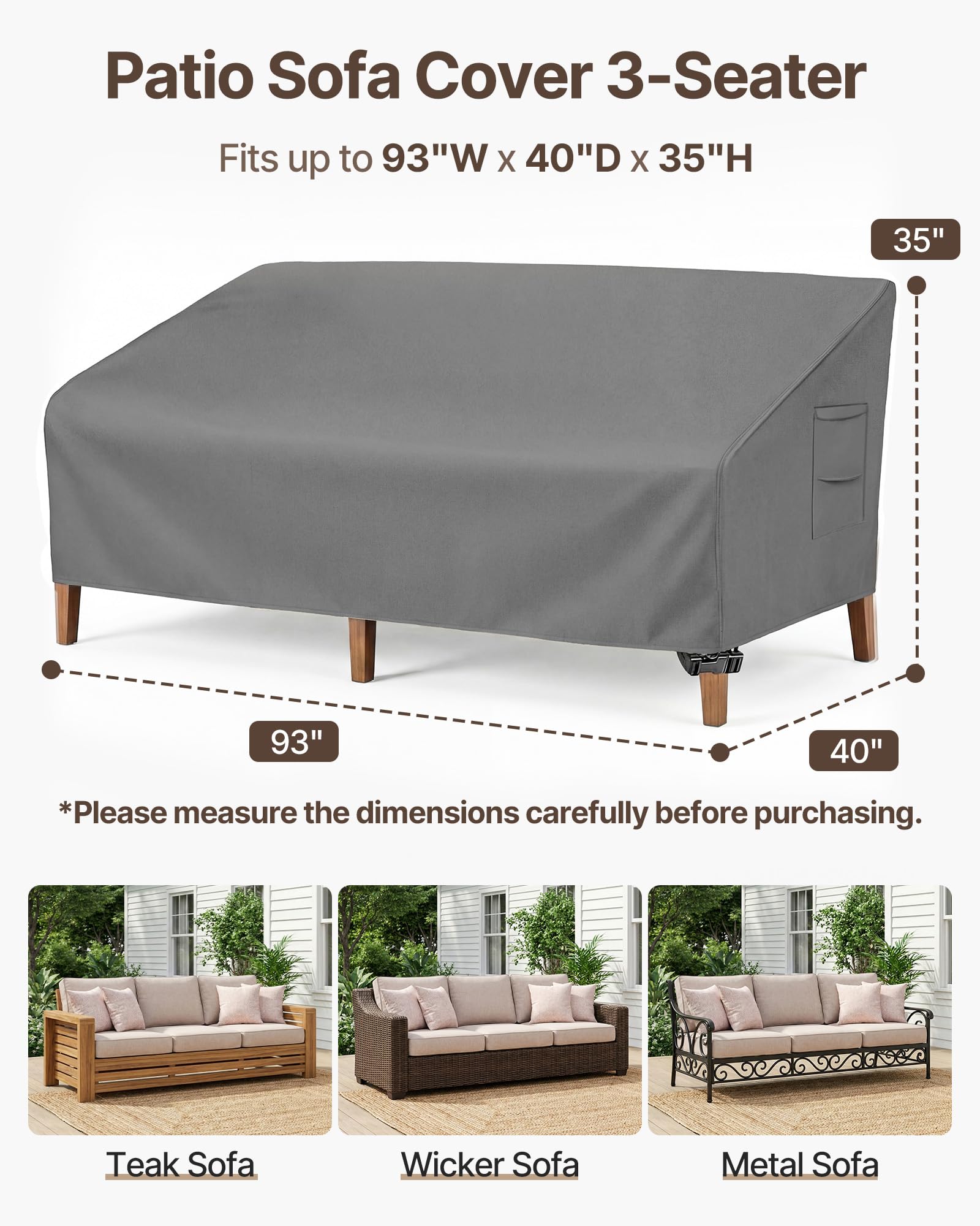 Vailge waterproof outdoor sofa cover with UV protection for sunny patios