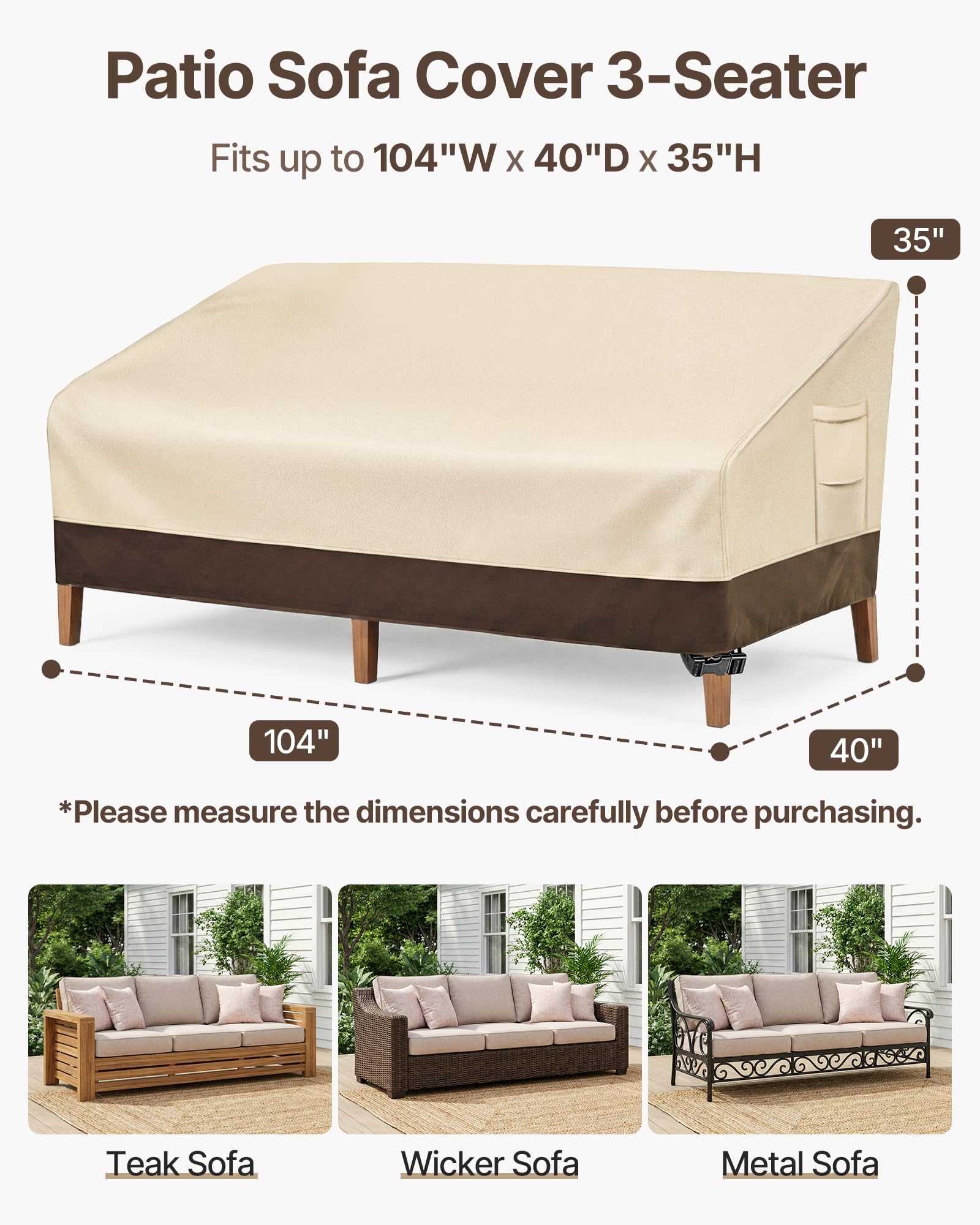 Vailge waterproof patio furniture cover keeps cushions dry during showers.