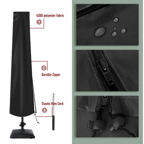 Vainlley umbrella cover highlighting the adjustable hem buckle for secure fit