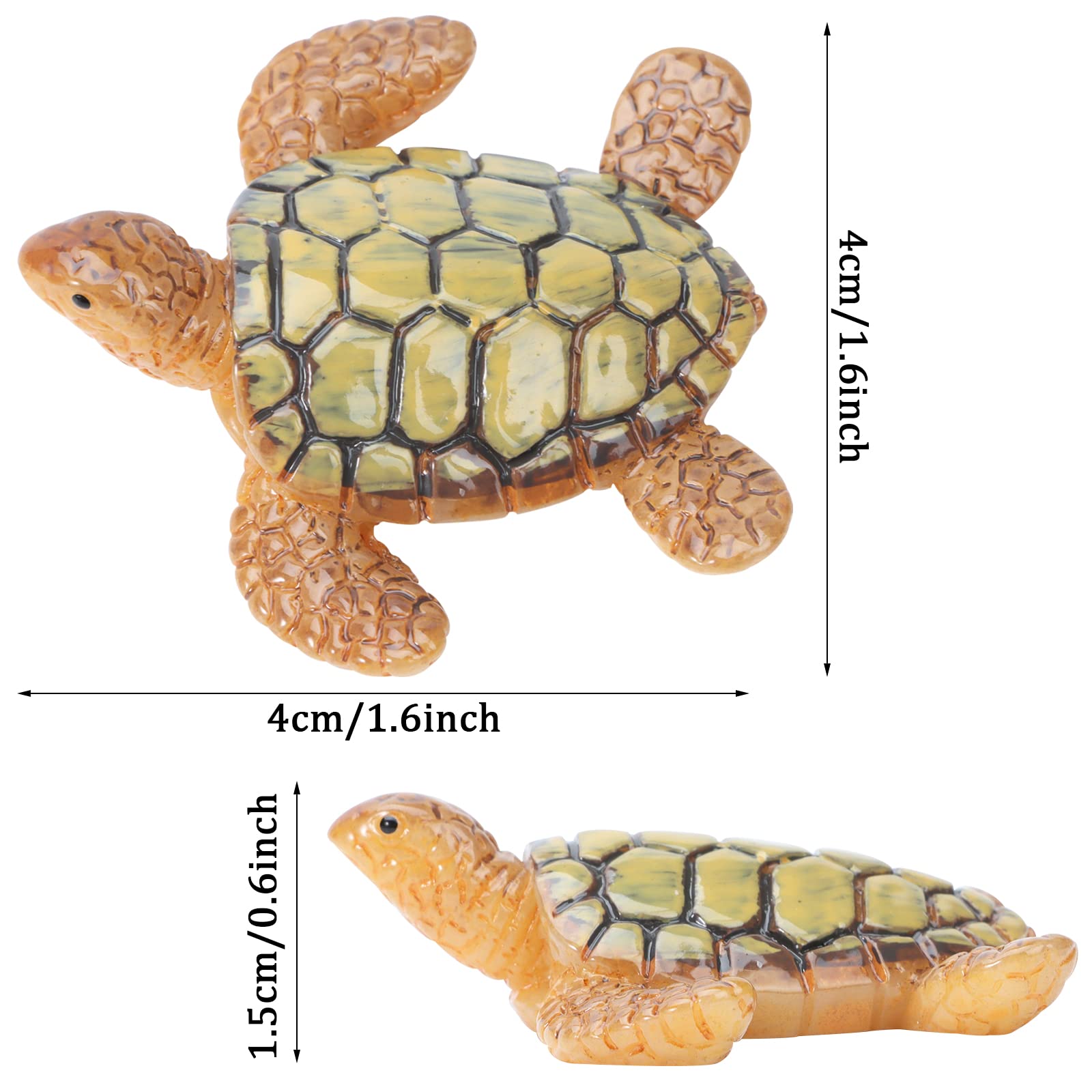 VAIPI sea turtle figurine resting on a pot, ideal for fairy gardens.