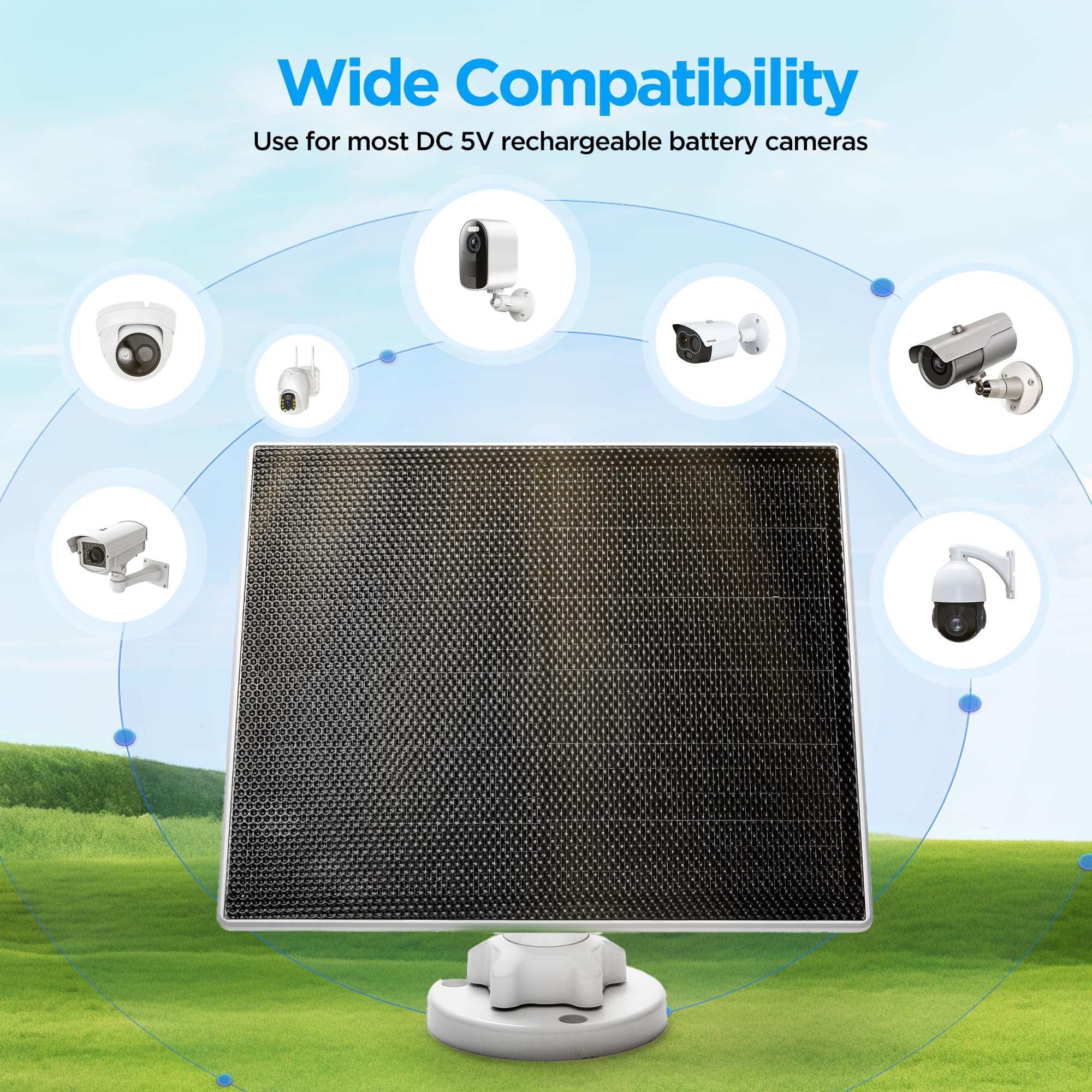 Vakiav solar panel 5V 3W mounting bracket close up for easy setup