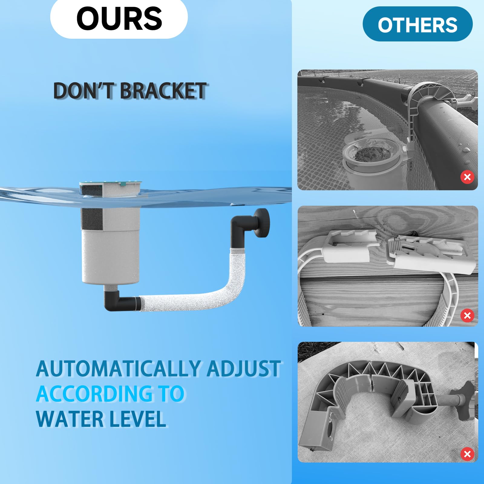 Valdorena no-installation skimmer for quick setup and maintenance