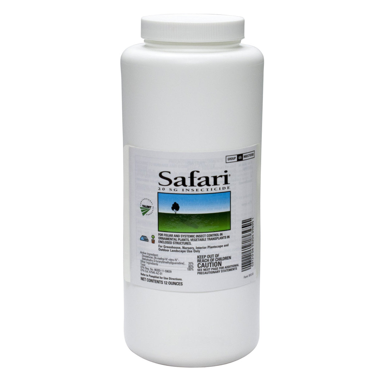 Valent Safari 20SG bottle for broad-spectrum greenhouse pest control