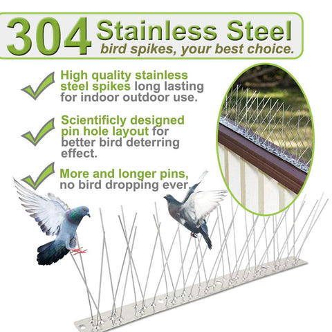 Valibe 304 stainless steel spikes resist rust for long outdoor deterrence.
