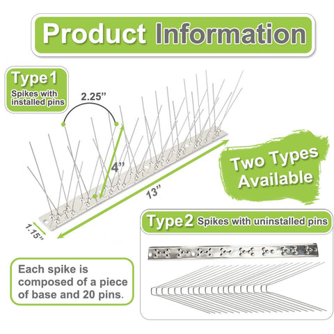 Valibe spikes with 304 stainless pins resist outdoor rust