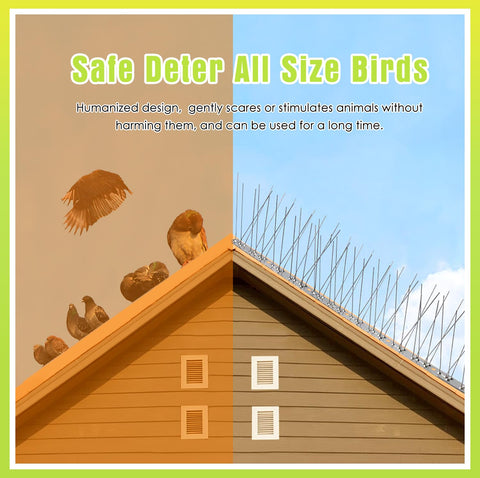 Valibe bird spikes protect balconies and ledges from pigeons and similar birds.