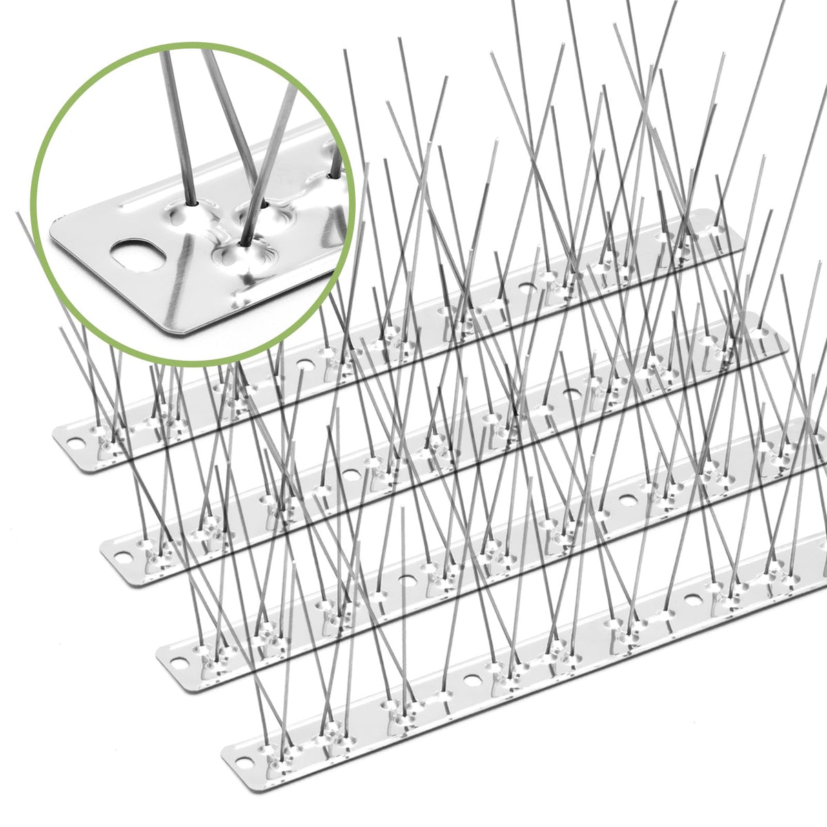 Valibe pigeon spikes 12-pack providing up to 10 ft coverage for outdoor areas.