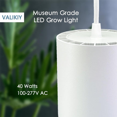 VALIKIY hanging grow light side view showing full-spectrum glow supporting vibrant plant color.