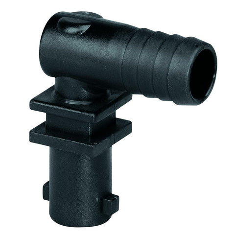 Valley Industries elbow nozzle body showing 3/8 in inlet for secure hose connection