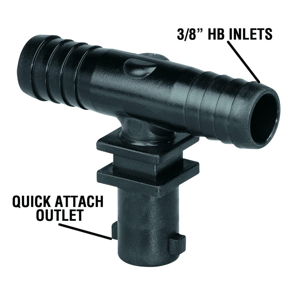 Valley Industries tee nozzle body groove seating on spray boom for stable alignment.
