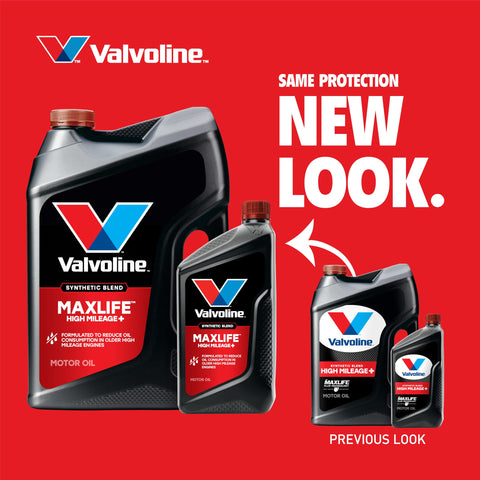 Engine bay view of Valvoline High Mileage 150K reducing friction.