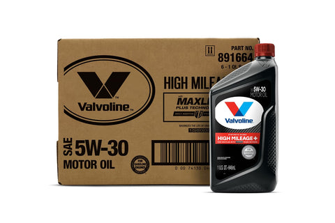 Valvoline High Mileage 150K bottle pouring, potential reduction in oil consumption.