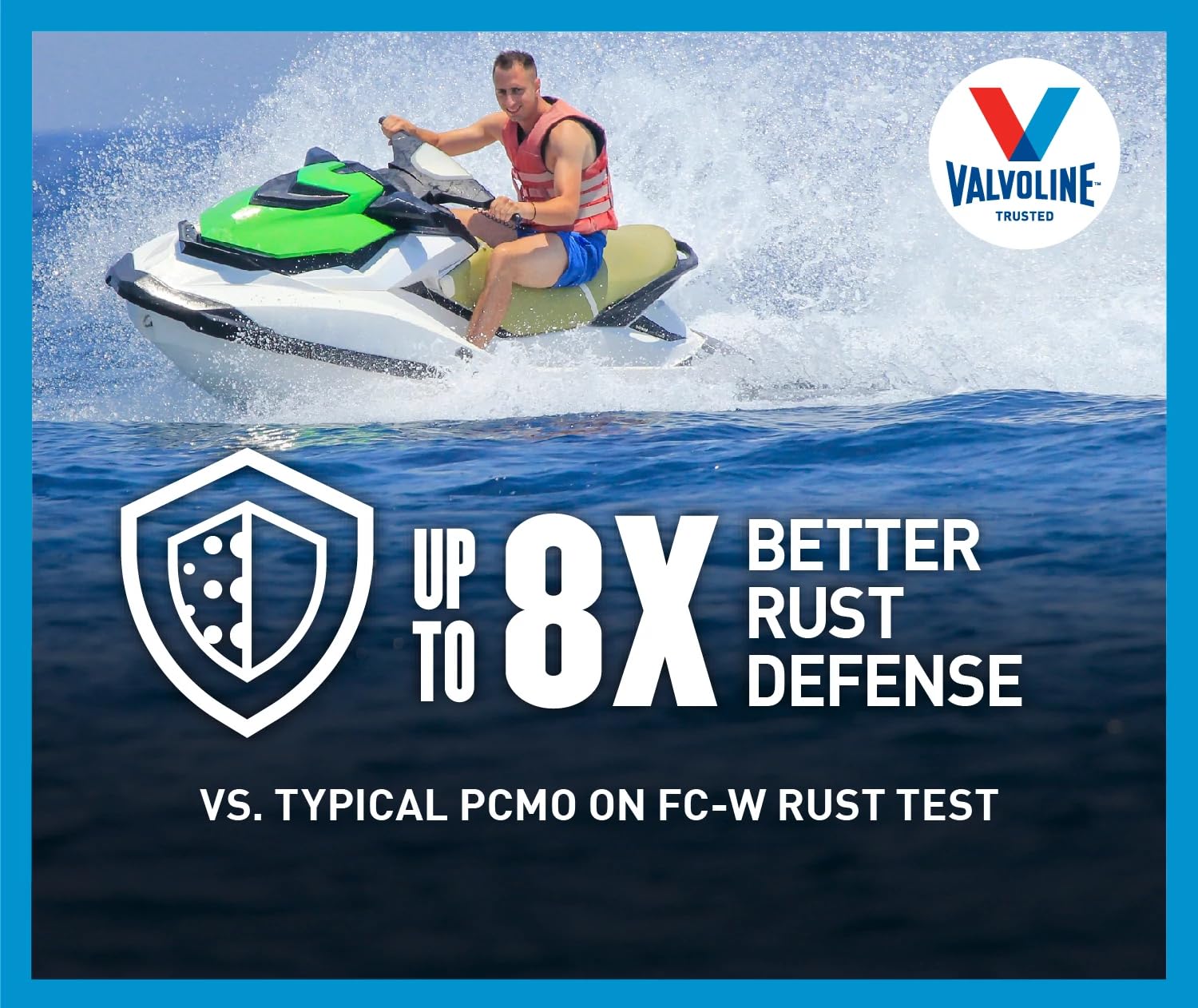 Valvoline marine oil shown with engine model highlighting marine-specific protection.