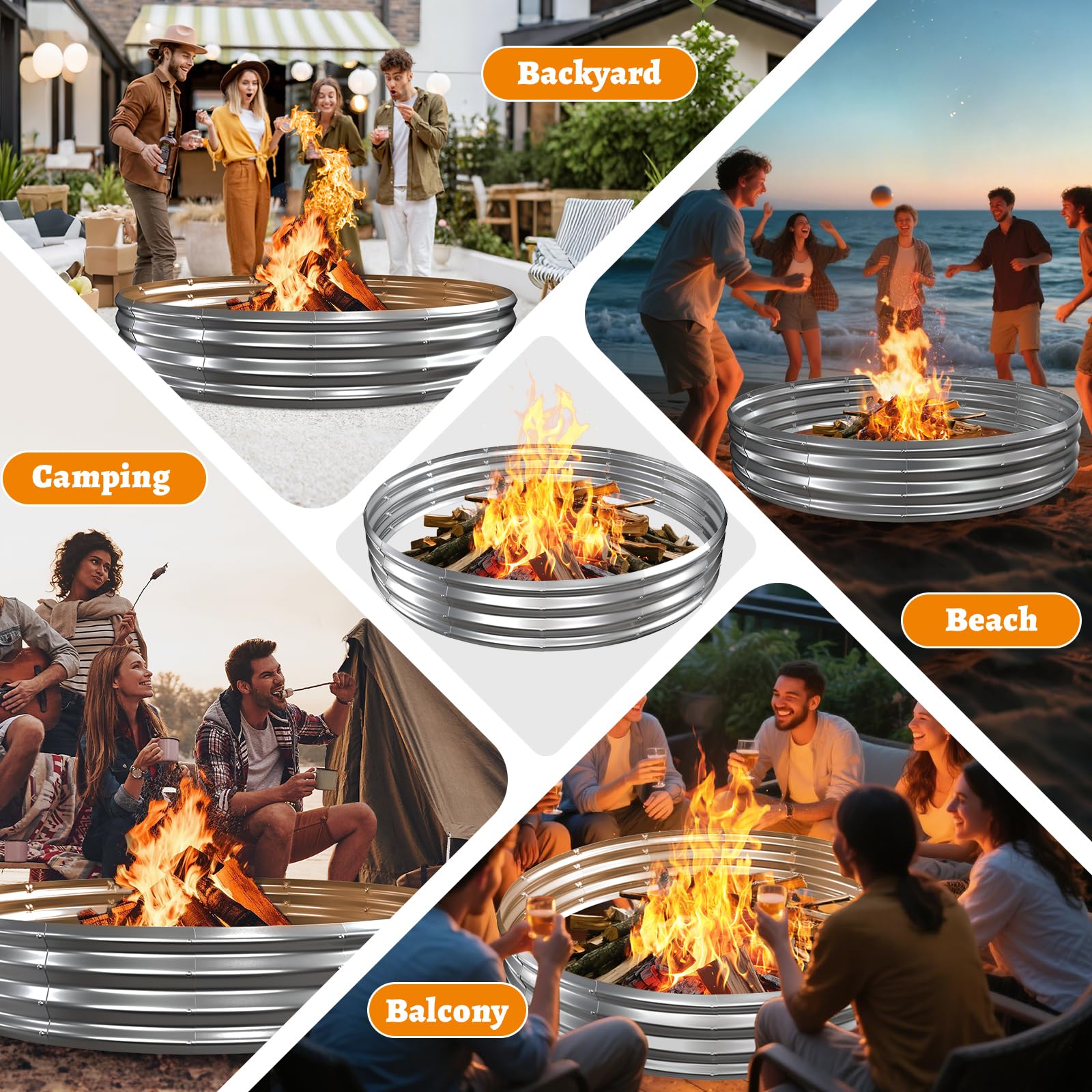 VAMFUTRE round fire pit includes double-folded edges and gloves for safe handling.