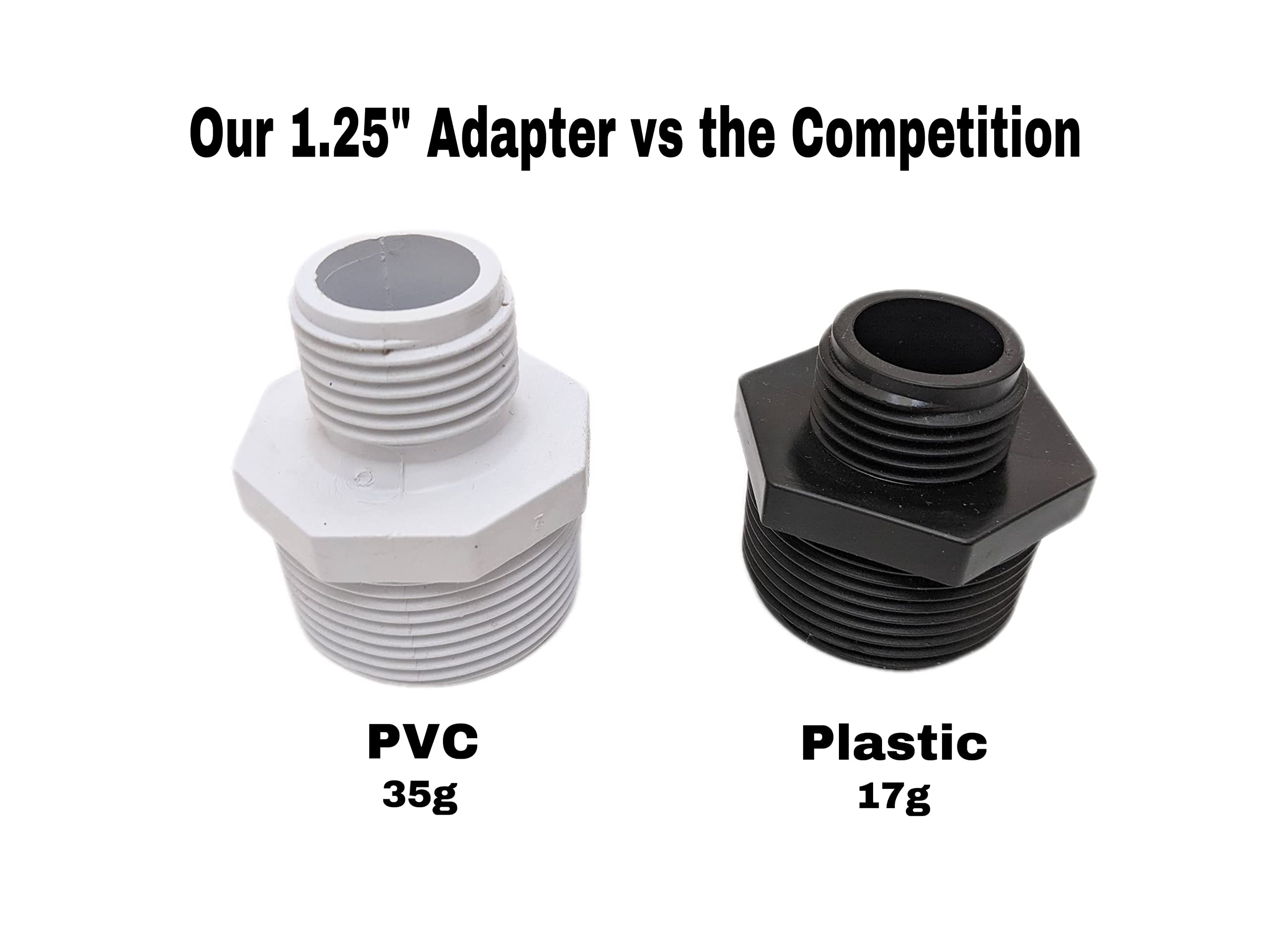 Durable PVC finish on Van Enterprises adapter withstands outdoor use.