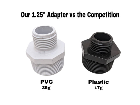 Durable PVC finish on Van Enterprises adapter withstands outdoor use.