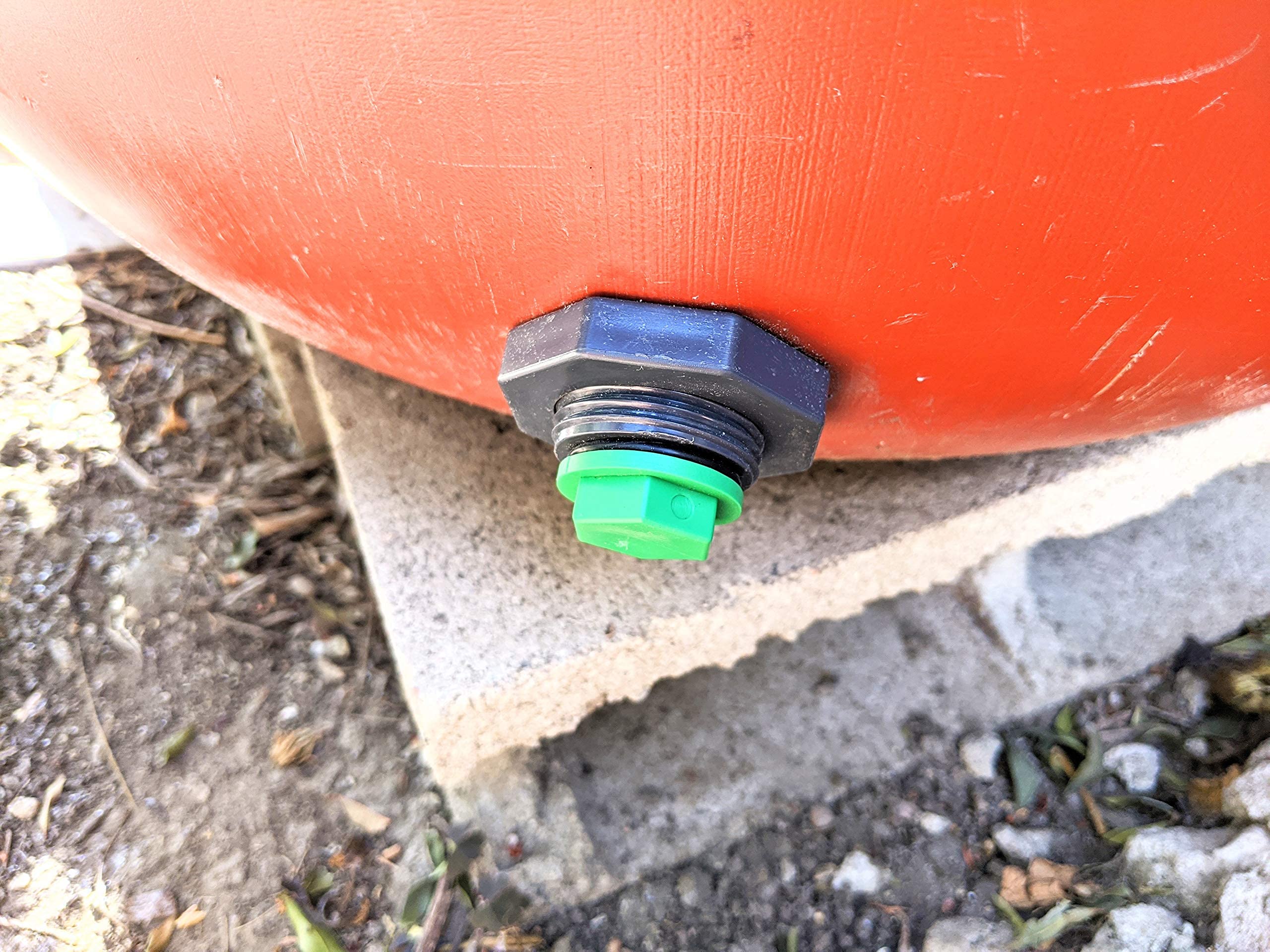 Van Enterprises forest green plug with O-ring for rain barrel bulkhead sealing